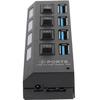 GALPADA Powered Hub with High-Performance Ports Independent Switches Overload Protection Advanced Chip Plug Play USB Concentrator for Computers and Laptops Black US Plug view 1