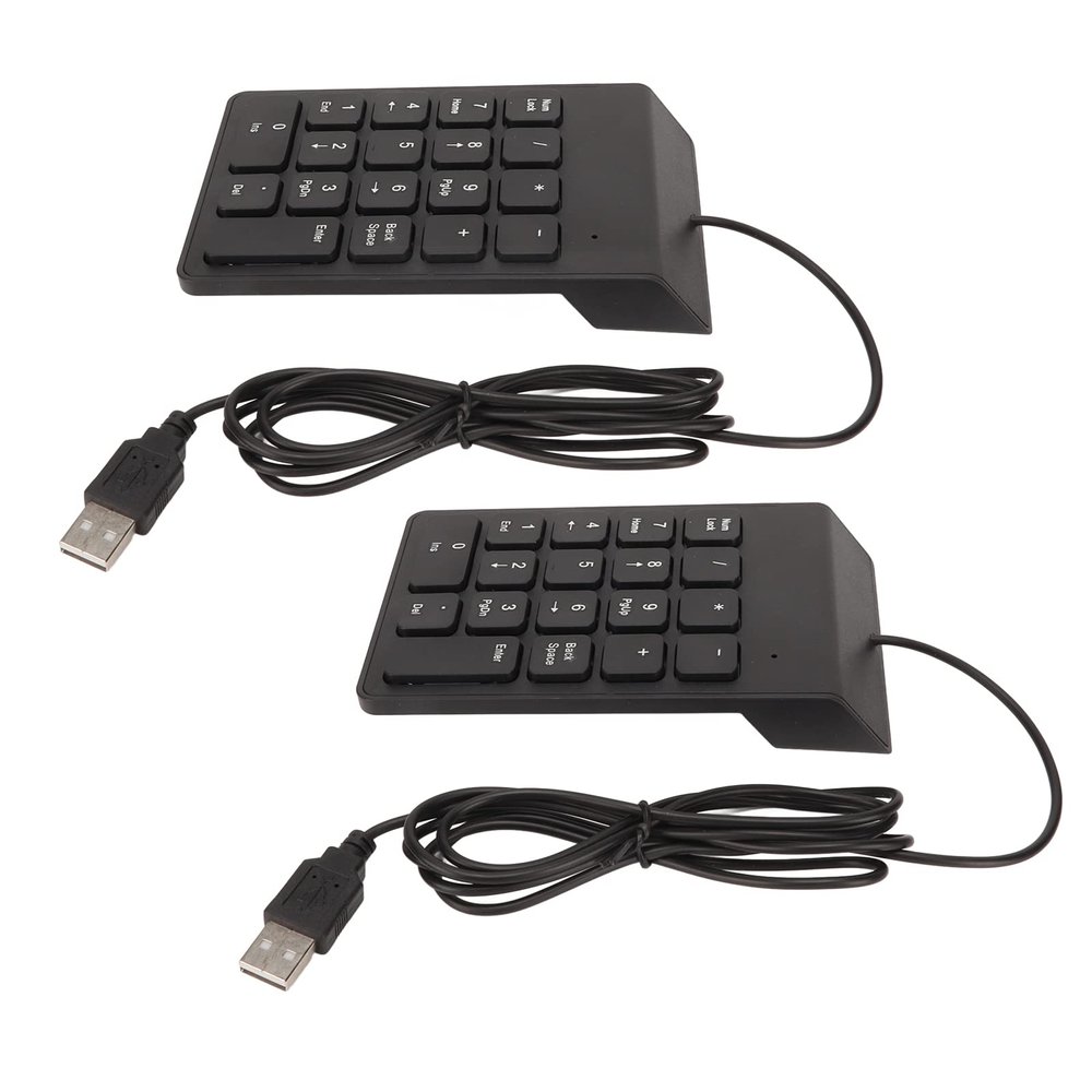 Fydun Wired Number Pad Ergonomic Design Wired Numeric Keypad 18 Keys Numeric Keypad PC Laptop Desktop - Input Devices Financial Security and Accounting (2 PCS)