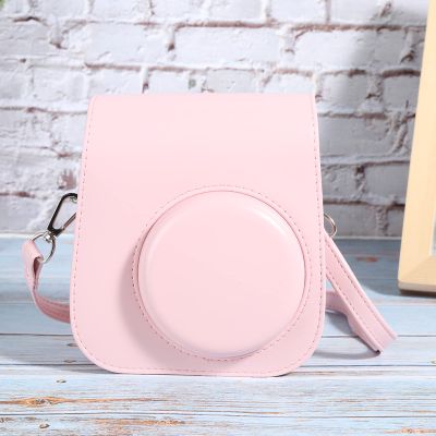 Zerodis Camera Case Camera Cases Bag with Metal Buckle Adjustable Strap Lightweight Photography Pouch Organizer Water Proof for Storage PU Leather Cover Single (Pink)