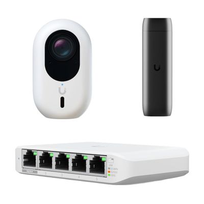 Living Room Connect Kit (UHF-LRC-101) - Flex Mini (Flex-Mini) Switch + G6 Instant (UVC-G6-INST) Camera + Protect Viewport (UFP-Viewport) | Seamless Connectivity & Security Monitoring Bundle