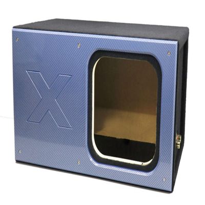 15" Single Vented Solo X Sub Box-All 1" MDF-Blue Super Weave Carbon Fiber Faceplate