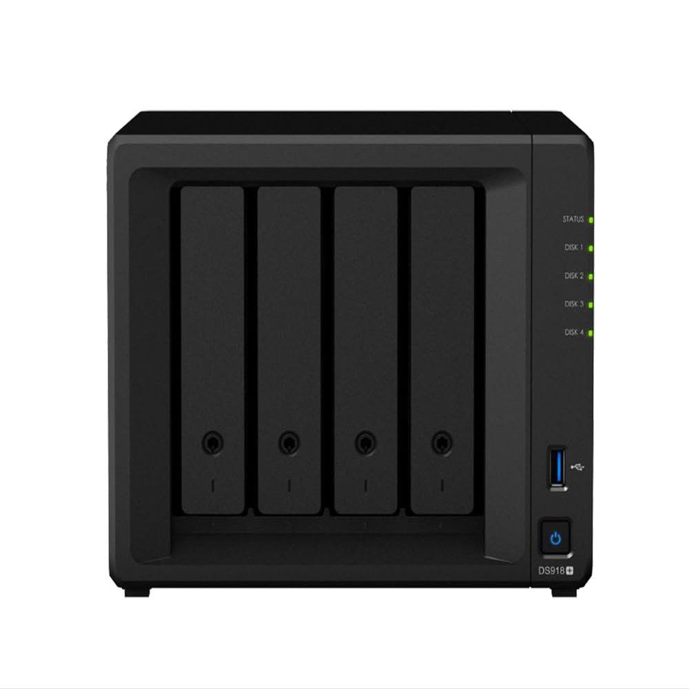 Synology DiskStation DS918+ NAS Server for Business with Intel Celeron CPU, 8GB Memory, 256GB SSD, 8TB HDD, Synology DSM Operating System