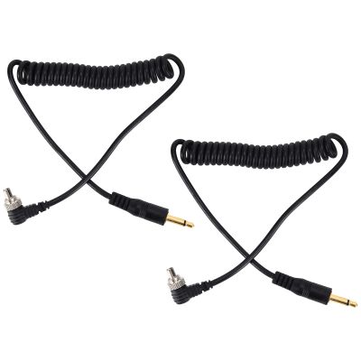 Sunicon Camera Flash Cable, 2pcs Universal 3.5mm to Male Flash PC Sync Cable Coiled Cord with Screw Lock for Digital Cameras