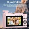 GOWENIC WiFi Mirrorless Camera, 8K 88MP Cameras for Photography with 32GB Card, 18X Digital Zoom Autofoucs Vlog Camera with 180 Flip Screen, Pop up Flash (Pink) view 2