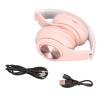 Keenso Noise Reduction Foldable Headset with Colorful Light, Wireless Over Ear Headphone for Phone Laptop, Stylish Headset for Kids (Black) (Pink) view 2