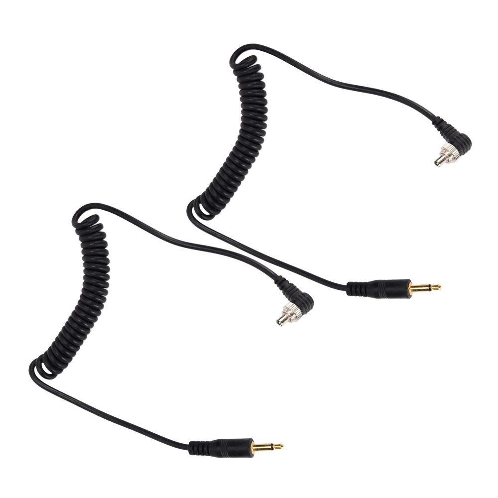 Keenso Fast Response Camera Flash Cable with Reinforced Screw Lock, 2pcs Flash PC Coiled Sync Cord, Suitable for Most Cameras