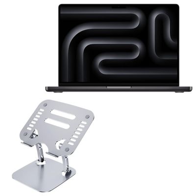 BoxWave Stand and Mount Compatible with Apple MacBook Pro M4 (2024) (14.2 in) - Executive VersaView Stand, Ergonomic Adjustable Viewing Angle Metallic Riser - Metallic Silver