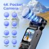 Bewinner 4K Handheld Video Camera, Vlogging Camera 6 Axis Gyro Stabilization & HD 180 Rotating Head, Wide Angle Handheld Camcorder Video Recorder with APP for Travel view 2