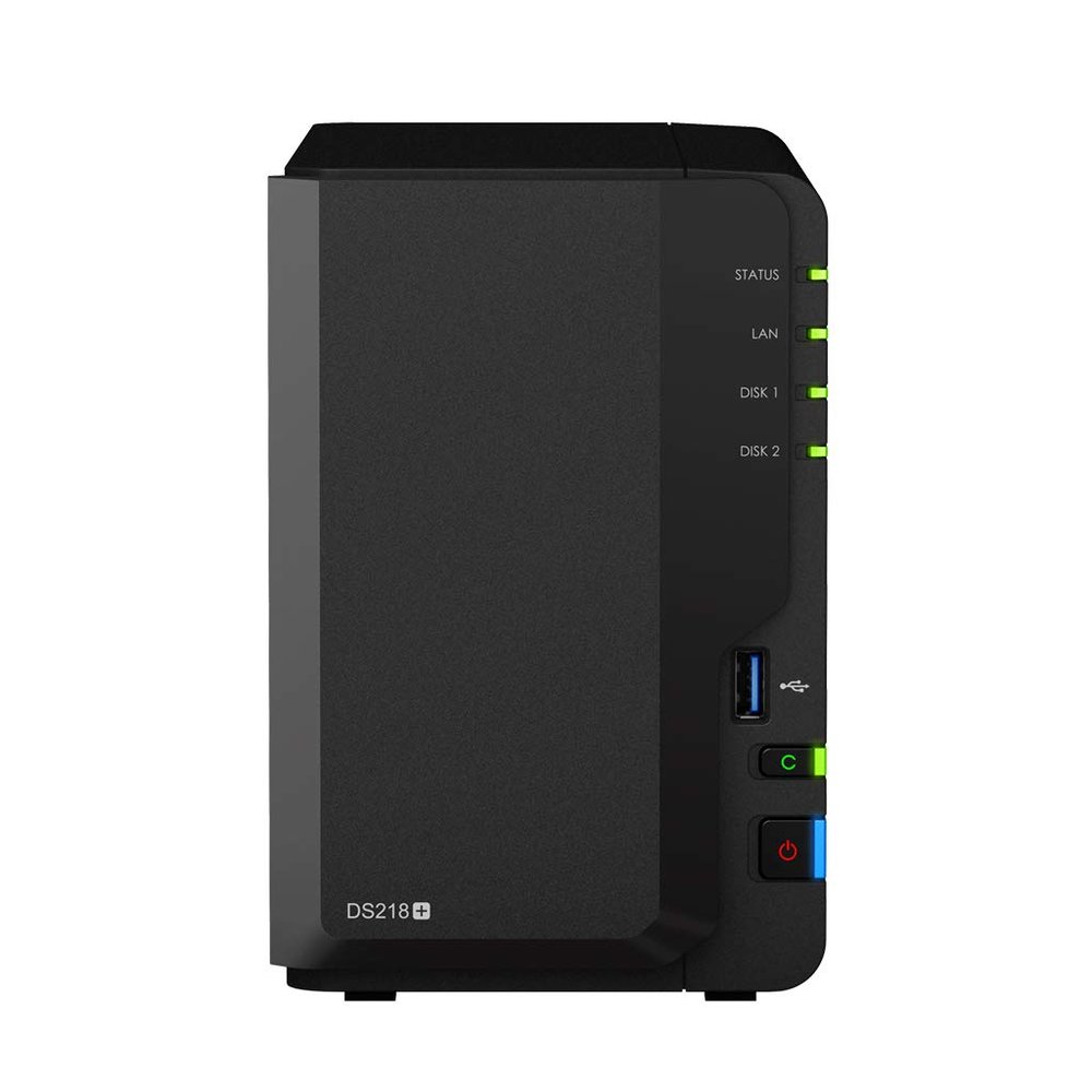 Synology DiskStation DS218+ Mini Desktop NAS Server, Intel Celeron J3355 Dual-Core, 6GB DDR3L SDRAM, 1TB SSD, DSM Software