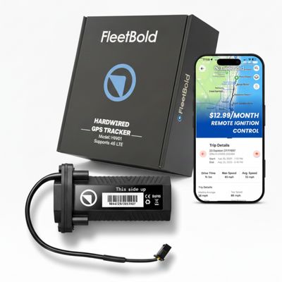 Hardwired GPS Tracker 4G LTE Waterproof Real-Time Global Coverage Vehicle Tracker with Remote Engine Cut-Off (Kill Switch), Geo-Fence, Trip History for Turo Hosts, Car Rentals & Fleets Operators