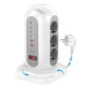 9 Way Multiple Socket Power Strip with 6 USB Vertical EU Outlets Tower Socket with 1.8M Extension Cord Surge Protection for Home(EU_250V_9AC White) view 1