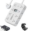 16-in-1 Power Strip with Switch & Surge Protection, Upgrade Flat Plug Power Strip, Time Display, Widely Spaced Multiple Outlets for Home, Office, Dorm,Travel (White, Cord 60in) view 1