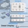 16-in-1 Power Strip with Switch & Surge Protection, Upgrade Flat Plug Power Strip, Time Display, Widely Spaced Multiple Outlets for Home, Office, Dorm,Travel (White, Cord 60in) view 4