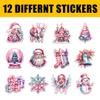 12 Pcs Pastel Christmas Stickers Pack, Aesthetic Holiday Vinyl Decals Featuring Santa, Angel, Reindeer, Snowflake, Gifts, Tree, Bell, Waterproof Soft Color Stickers for Laptop, Bottle, Card 3 Inches view 2