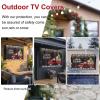 Outdoor TV Cover 40 to 43 Inch Weatherproof, Merry Christmas Waterproof Outdoor TV Enclosure with Side Pocket, Xmas Tree Truck Balls Gifts Brown Wood Television Protector Cover for Outside Television view 3