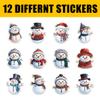 12 Pcs Christmas Snowman Stickers Set, Cute Holiday Snowman Vinyl Decals with Hats and Scarves, Waterproof Winter Stickers for Laptop, Water Bottle, Card Making, Scrapbook 8 Inches view 2