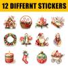 12 Pcs Vintage Christmas Stickers Set, Retro Holiday Vinyl Decals Featuring Santa, Candle, Ornament, Wreath, Candy Cane, and Bell, Waterproof Festive Stickers for Laptop, Bottle, Card 6 Inches view 2