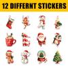 12 Pcs Cute Christmas Stickers Pack, Festive Vinyl Decals Featuring Santa, Reindeer, Snowman, Penguin, Tree, Gingerbread, and Mug, Waterproof Holiday Stickers for Laptop, Bottle, Cards 5 Inches view 2