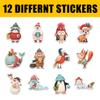 12 Pcs Cute Christmas Animal Stickers Pack, Holiday Vinyl Decals Deer, Penguin, Raccoon, Owl, Whale, Polar Bear, Beaver, Snowman, Waterproof Festive Stickers for Laptop, Bottle, Cards 6 Inches view 2