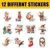 12 Pcs Cute Christmas Animal Stickers Pack, Holiday Vinyl Decals Reindeer, Tiger, Fox, Hedgehog, Elf, Santa, Lion, Bear, and Mouse, Waterproof Festive Stickers for Laptop, Bottle, Journal 2 Inches view 2