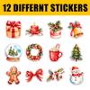 12 Pcs Christmas Stickers Pack, Cute Holiday Vinyl Decals Featuring Snowman, Wreath, Gift Box, Gingerbread, Candle, and Tree, Waterproof Winter Stickers for Laptop, Bottle, Card Making 3 Inches view 2