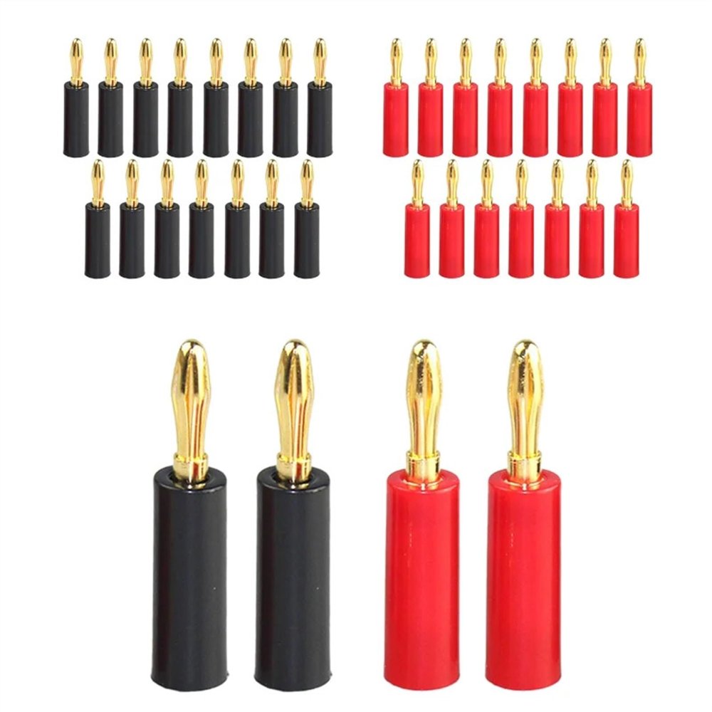 10/40PCS 4mm Gold Plated Speaker Banana Connector Horn Speakers Banana for Audio Video Speaker Cable Adapter(10 Black)