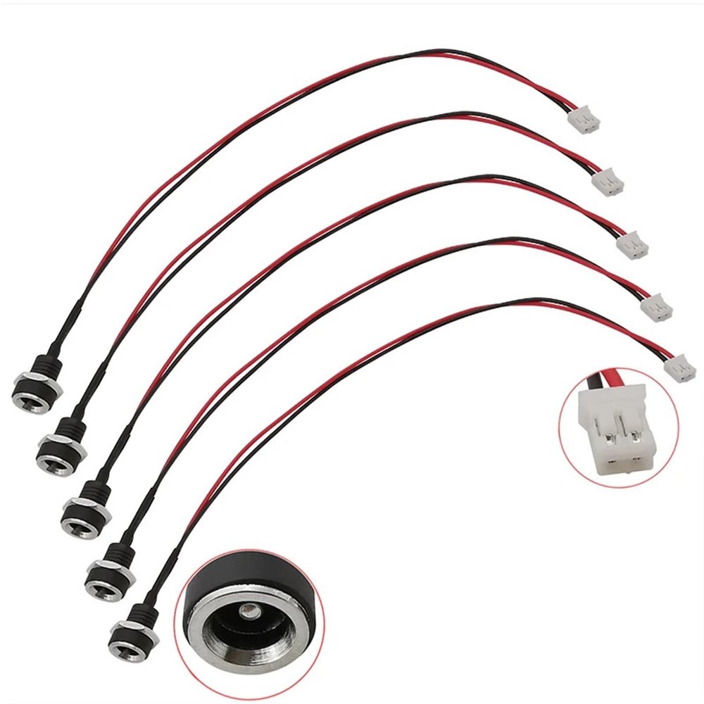Dc Power Jack Socket Barrel 60Pcs 5.5 x 2.1mm DC Power Female to JST PH 2.0 2 Pin Male Wire Cable Connector 2.1 * 5.5 DC Socket DC-022B 26AWG Wire 20cm for Mp3 Phone Audio Video Etc