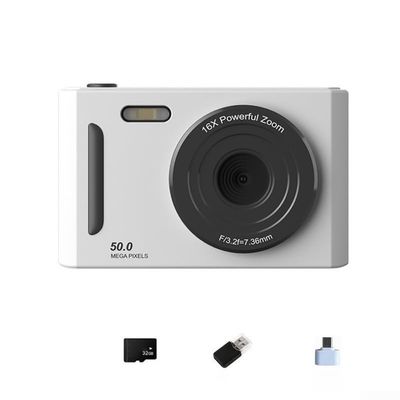 4K Digital Camera, 64MP Vlogging Camera for You-Tube, Retro CCD Portable 16X Digital Zoom- Compact Point and Shoot Camera for Photography Autofocus Travel Selfie Entry-level(White 32G)