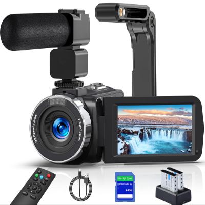 8K 64MP Camcorder Video Camera 18X Digital Zoom YouTube Vlogging Camera Webcam IR Night Vision WiFi 3.0Touch Screen Camcorders with Microphone (Renewed)