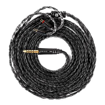 1.5m/5ft 2 Pin IEM Cable 4.4mm, KBEAR ST16 Max Black in Ear Monitor Cable Earbud Wire, 16-Strand SPC Headphone Cable for Truthear HEXA/HOLA/ZERO, Moondrop blessing/Aria/Stellaris, Simgot EW100P