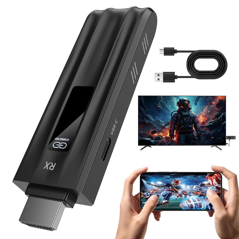 Beyn 2026 Wireless HDMI Display Dongle Adapter,4K Output,Streaming Media Video/Audio/File HDMI Wireless Extender from Smartphone,Tablet,Laptop to HDTV/Monitor/Projector,Support Airplay DLNA Miracast