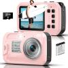 4K Underwater Camera, 64MP 16FT Waterproof Digital Camera with 32GB Card, Autofocus Floatable Waterproof Camera with IPS HD Screen, 16X Digital Zoom, Fill Light, for Surfing,Snorkeling,Swimming,Pink view 1
