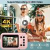 4K Underwater Camera, 64MP 16FT Waterproof Digital Camera with 32GB Card, Autofocus Floatable Waterproof Camera with IPS HD Screen, 16X Digital Zoom, Fill Light, for Surfing,Snorkeling,Swimming,Pink view 2