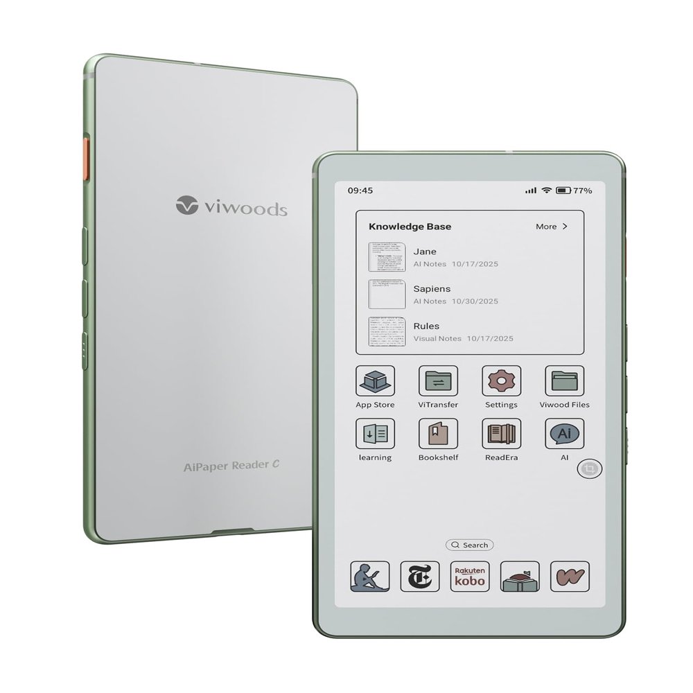 VIWOODS 6.13'' AiPaper Reader C with Color Display, E Ink eReader Device with Adjustable Warm and Cool Light, Ultra-Thin & Light, AI Integrated, 128GB Storage