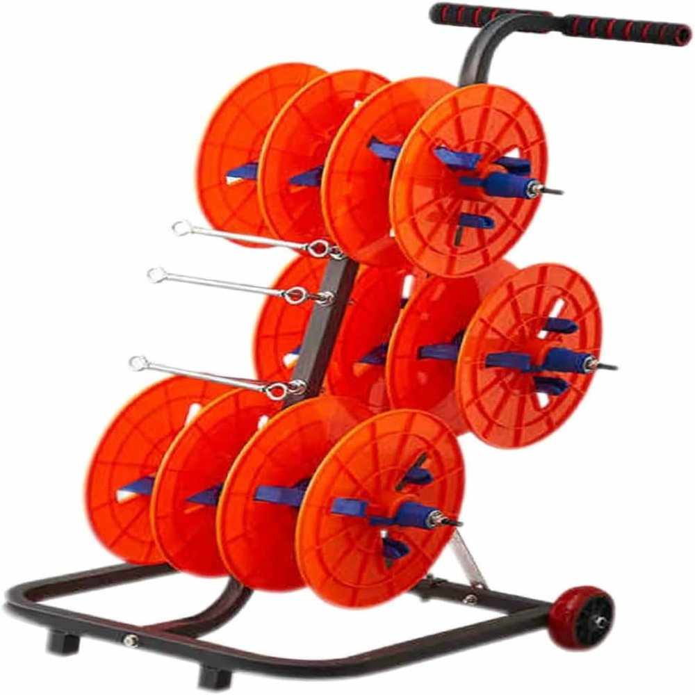 4/6 Reel Wire Spool Rack with Wheel,Cable Dispenser with Storage Tray,Electrical Wire Spool Holder Cart,for Electrical Wire Pullers