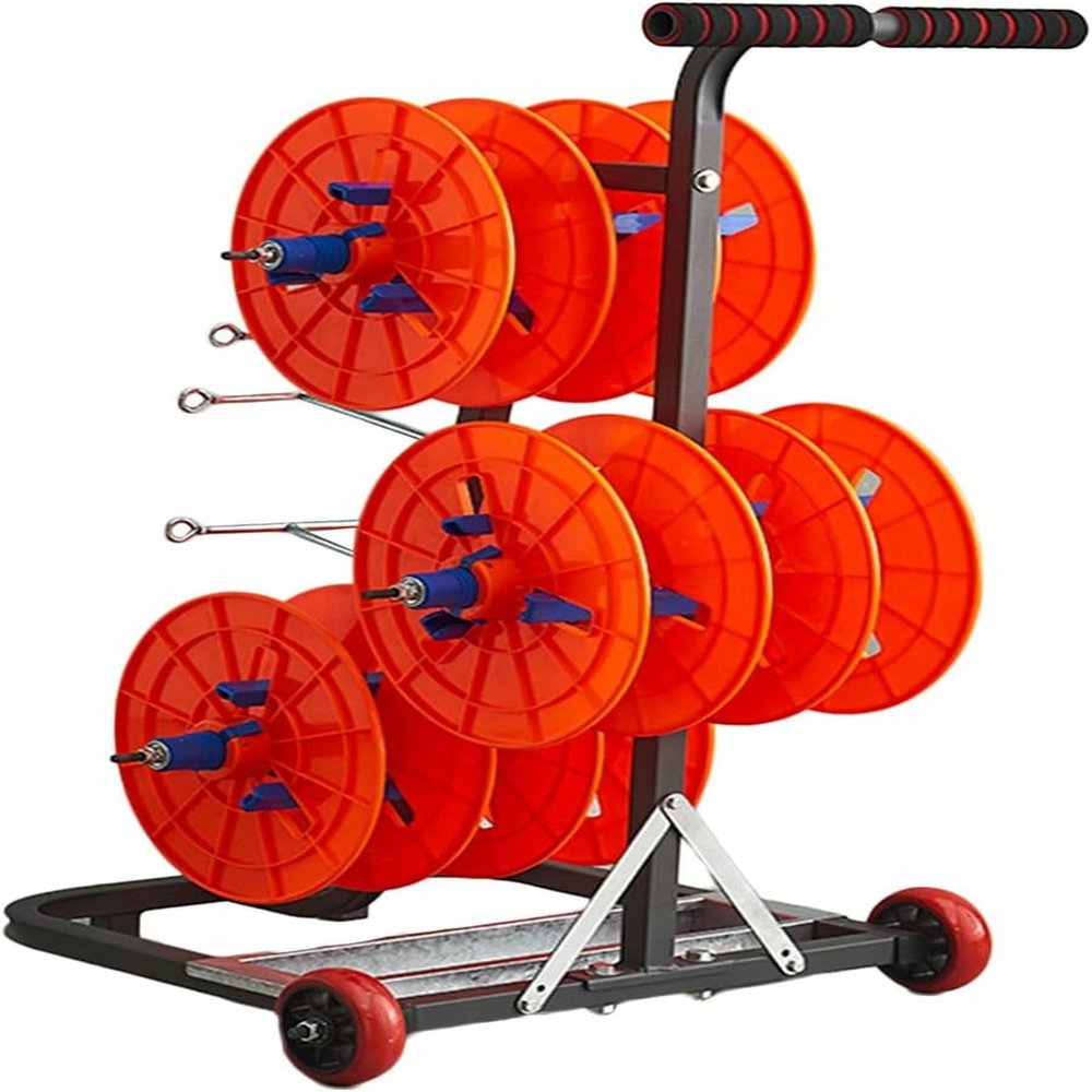 4/6 Reel Wire Spool Rack with Wheel,Cable Dispenser with Storage Tray,Electrical Wire Spool Holder Cart,for Electrical Wire Pullers