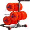 4/6 Reel Wire Spool Rack with Wheel,Cable Dispenser with Storage Tray,Electrical Wire Spool Holder Cart,for Electrical Wire Pullers view 1