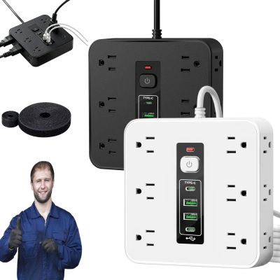 16-in-1 Power Strip with Switch & Surge Protection, 16 in 1 Power Strip Surge Protector with USB Ports, Extension Cord with Overload Protection for Home Office Dorm Essentials (2PC-C)
