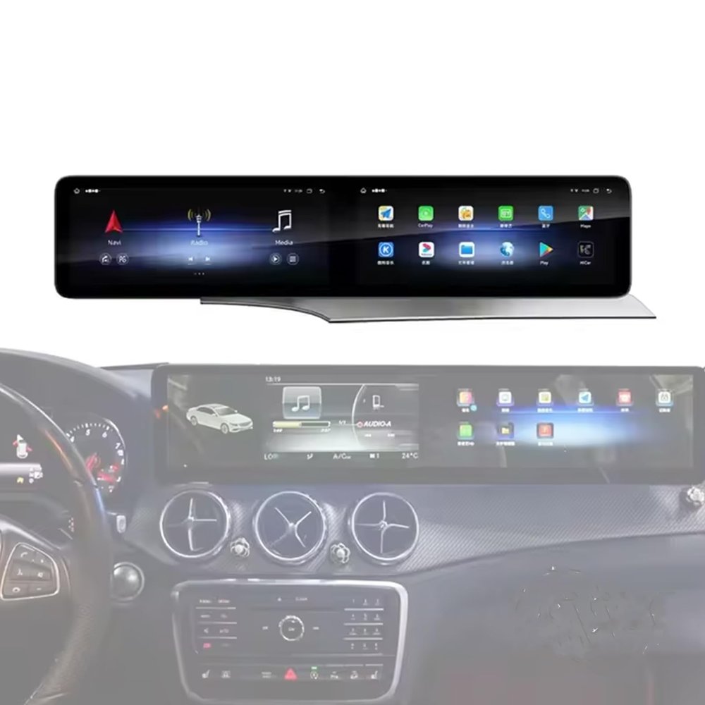 24.6 inch Dual Screen for Mercedes Benz A Class CLA GLA X156 2012-2018 Dual Screen 8+128GB Android Carplay DSP Stereo Head Unit Upgrade (NTG4.5 System 15-18)