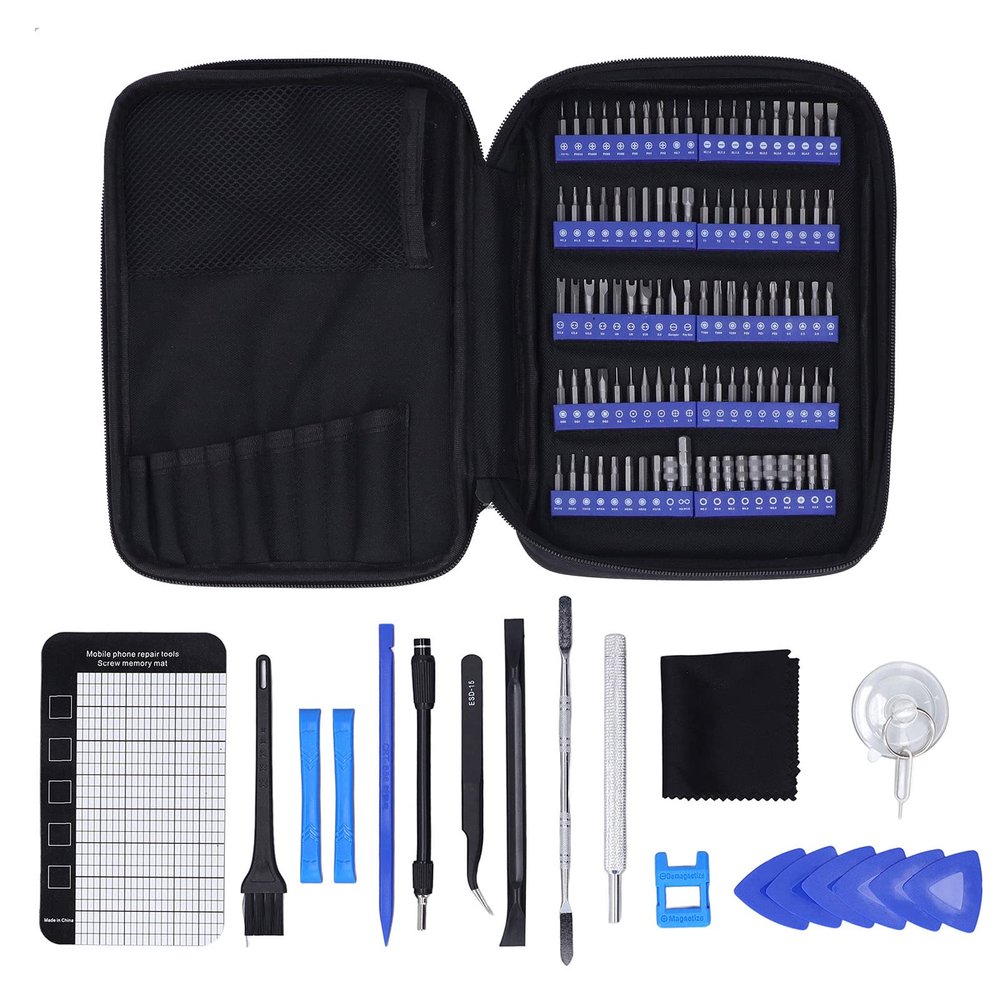 120 in 1 Multifunctional Electronic Repair Tool Kit with 100 Drill Bits and 20 Access, Aluminum y Handle for Phone, Computer, Laptop, Game ole,