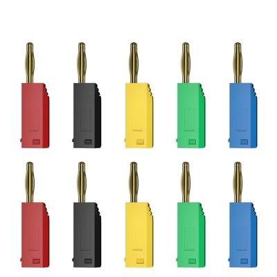 10PCS 2MM Banana Gold Plating Stackable Electrical Terminal Connector Accessories 5 Colors J.10003(5 red 5 Black)