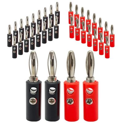 40Pcs 4mm Banana Connector Horn Speaker Compatible with Up to 3mm Diameter of Speaker Cable(40 Black)