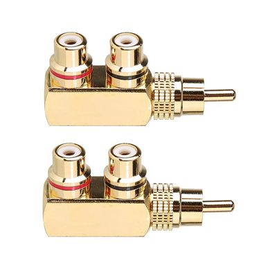 HUIMIMA Audio Jack Connector,Copper Splitter, 2PCS Male to 2 Female Replacement Plug Connectors 3 Way Av Adapter