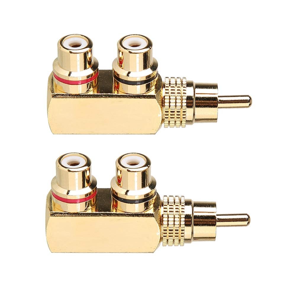 HUIMIMA Audio Jack Connector,Copper Splitter, 2PCS Male to 2 Female Replacement Plug Connectors 3 Way Av Adapter