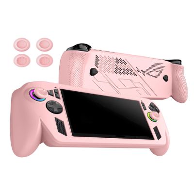 Case for ASUS ROG Xbox Ally/Ally X, FJIASTB Kids-Friendly Soft Silicone Protective Cover with 4 Caps, Shockproof (Pink)