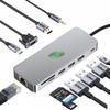 USB C Docking Station Dual Monitor 11 in 1, 4K@60Hz HDMI & DisplayPort Hub with Gigabit Ethernet, 100W PD, USB 3.0, USB C, SD/TF Card Reader, Compatible with MacBook, Dell, HP, Lenovo, Surface view 1