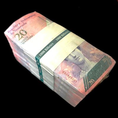1000 x Venezuela 20 bolivares banknotes/ 2007-2017 Issue/Currency Brick / P91