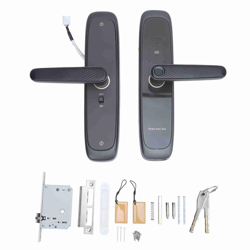 Tyenaza Fingerprint Keypad Door Handle Lock App Control Enhanced Safety Emergency Access Keyless Door Entry Electronic Lock for Bedroom Home Apartment (5050)