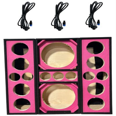 12" Brazilian Style Chuchera Speaker Box for Two 12" Speakers & Three 4" Tweeters Vented Enclosure for Car and Two 2" Driver Box
