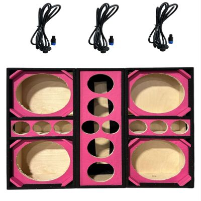12" Brazilian Style Chuchera Speaker Box for Two 12" Speakers & Three 4" Tweeters Vented Enclosure for Car and Two 2" Driver Box